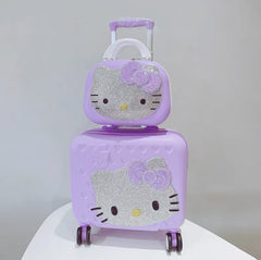 Cute Cartoon Style Rhinestone Travel Luggage Set