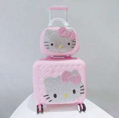 Cute Cartoon Style Rhinestone Travel Luggage Set