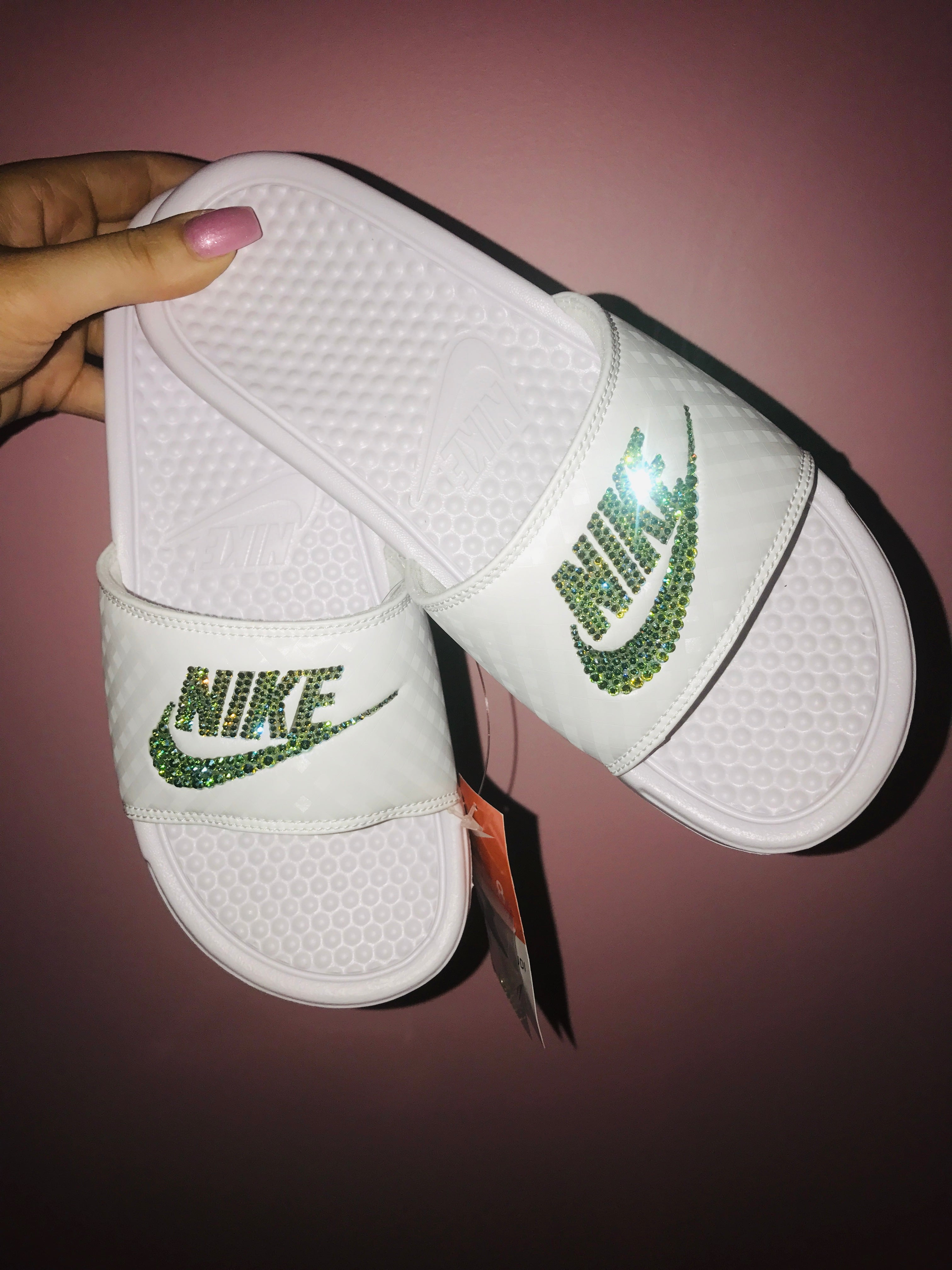 women's nike iridescent slides