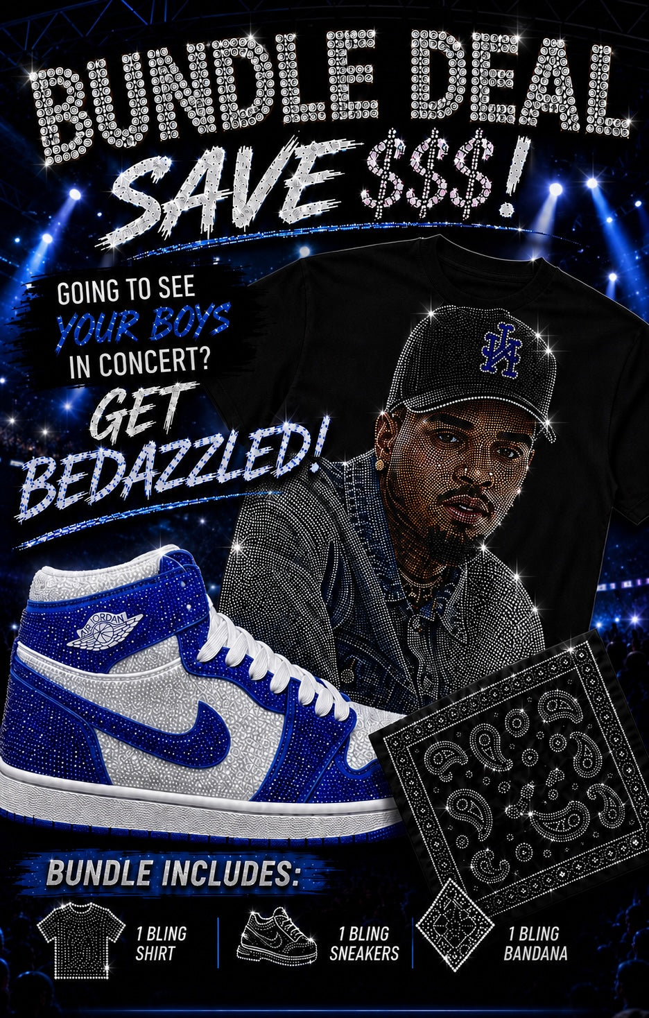 BUNDLE RHINESTONE APPAREL CHRIS BROWN & USHER SET