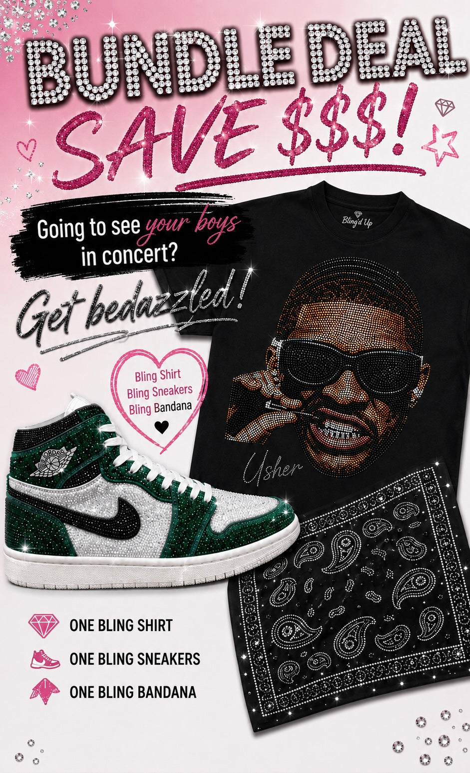 BUNDLE RHINESTONE APPAREL CHRIS BROWN & USHER SET