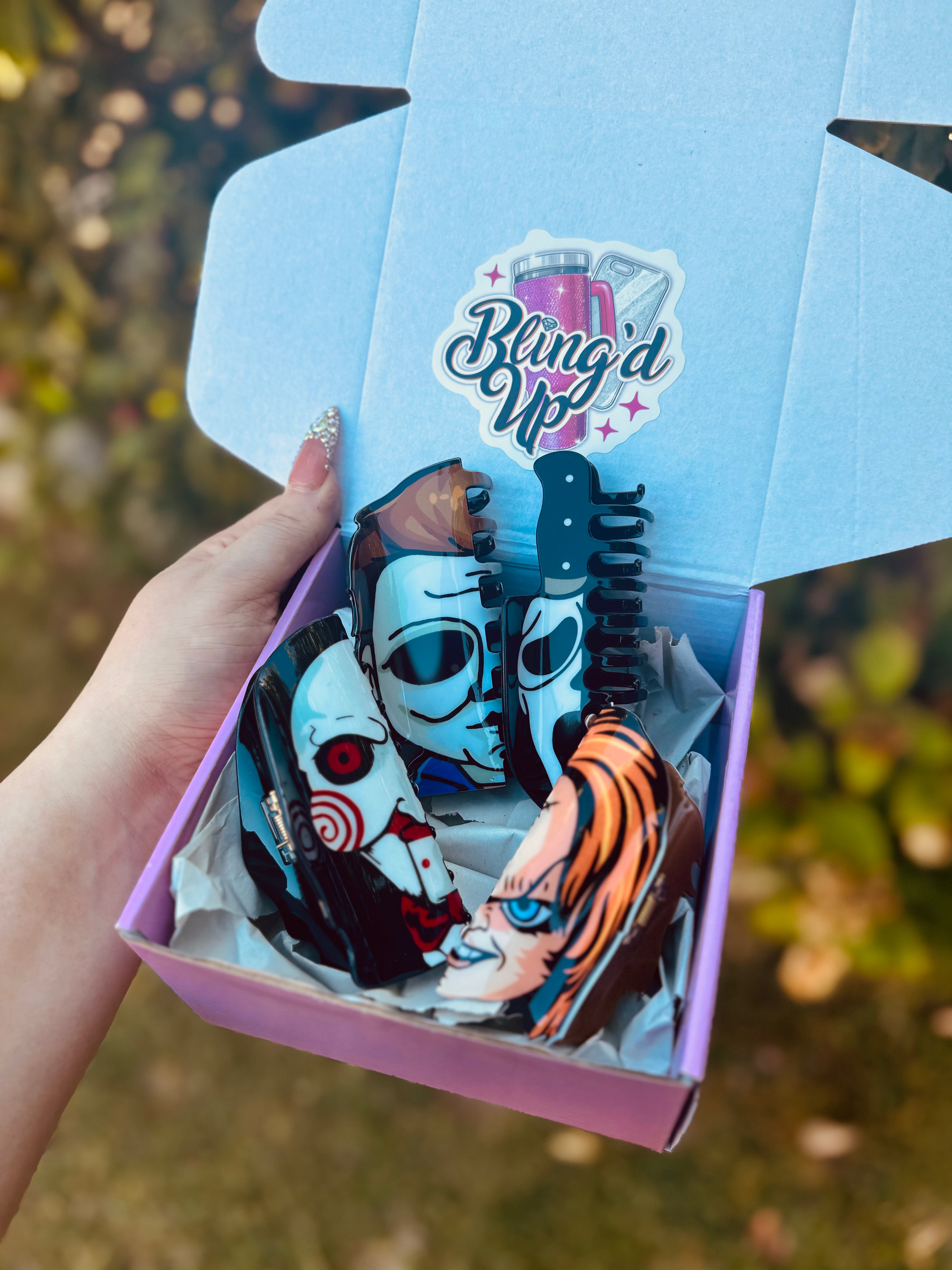 Horror Hair Claw Clips Set - Chucky, Friday the 13th & IT Chucky/Tiffany Fun Horror Character Double-Sided Plastic  main image 3