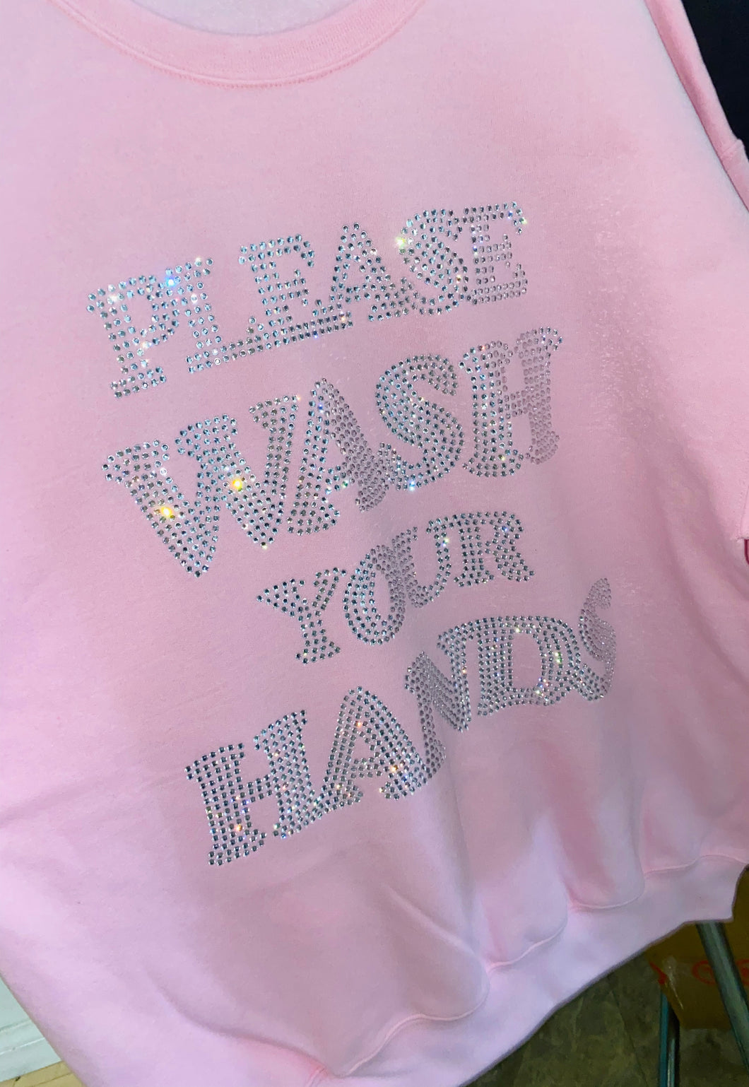 Crystalized Please Wash Your Hands Top
