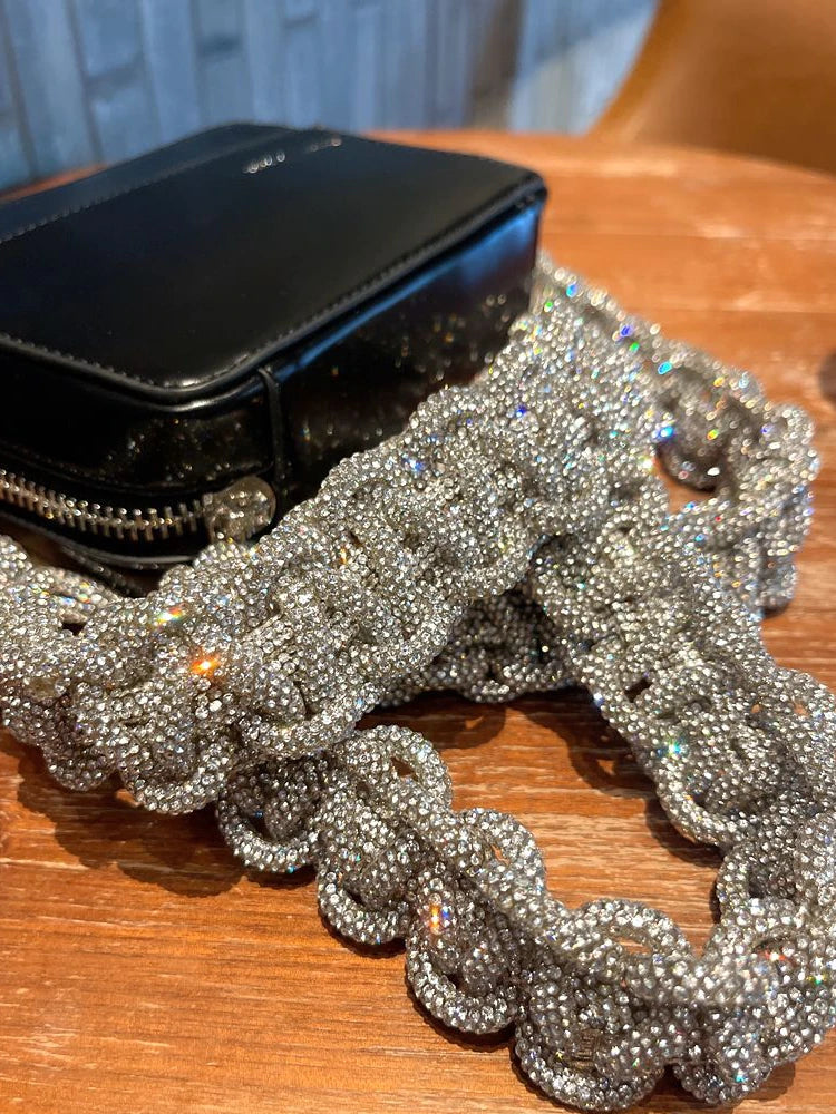 Rhinestone purse strap deals